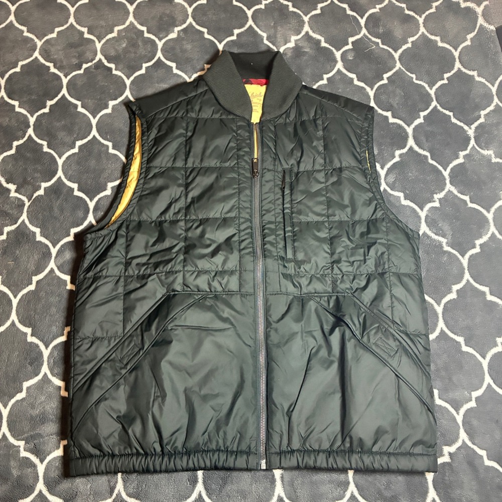 Woolrich Mens Quilted Puffer Vest L Green Full Zip Insulated 18038 Woolen Mills
